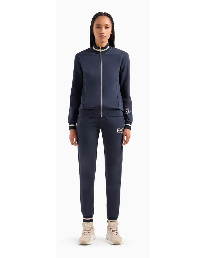 EA7 Core Lady Trainingsanzug Aus Baumwollstretch Marineblau