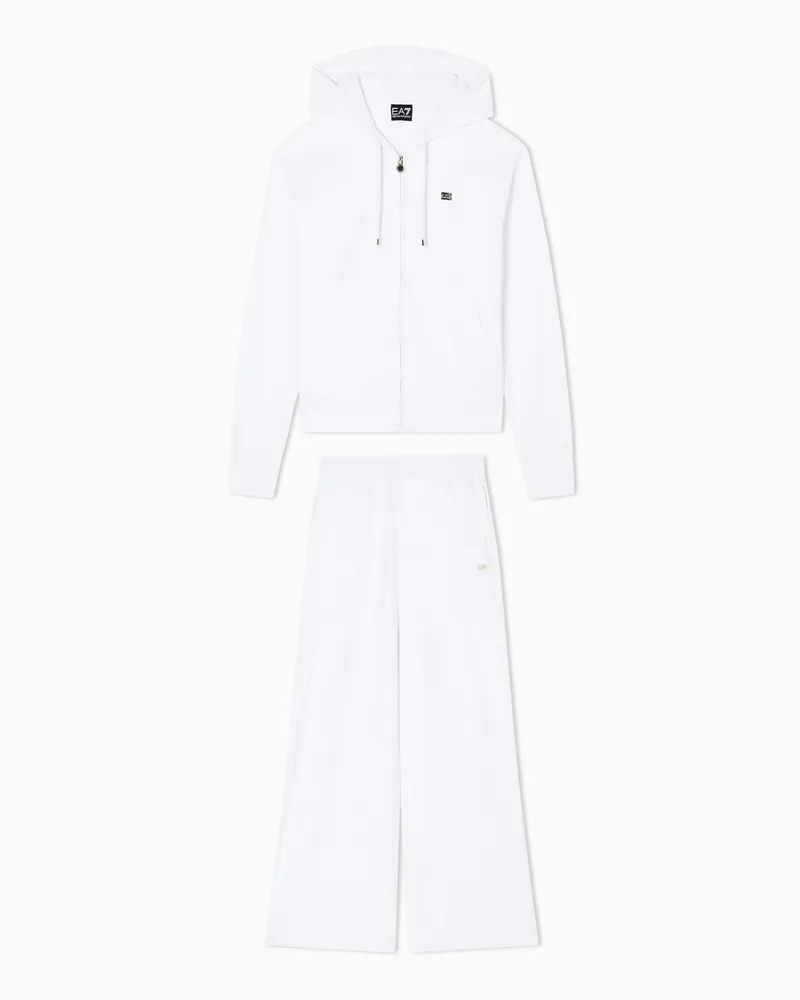 EA7 Trainingsanzug Core Lady aus Baumwollstretch Weiß