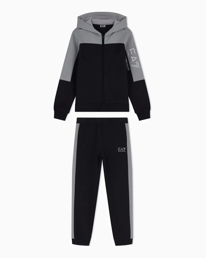 EA7 Trainingsanzug aus Jersey mit Baumwollanteil und Kapuze Schwarz