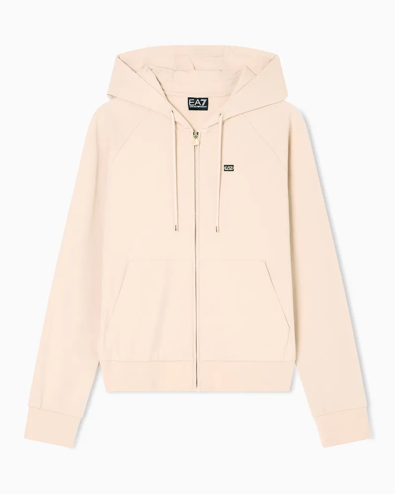 EA7 Core Lady Sweatshirt mit Kapuze aus Baumwollstretch Beige