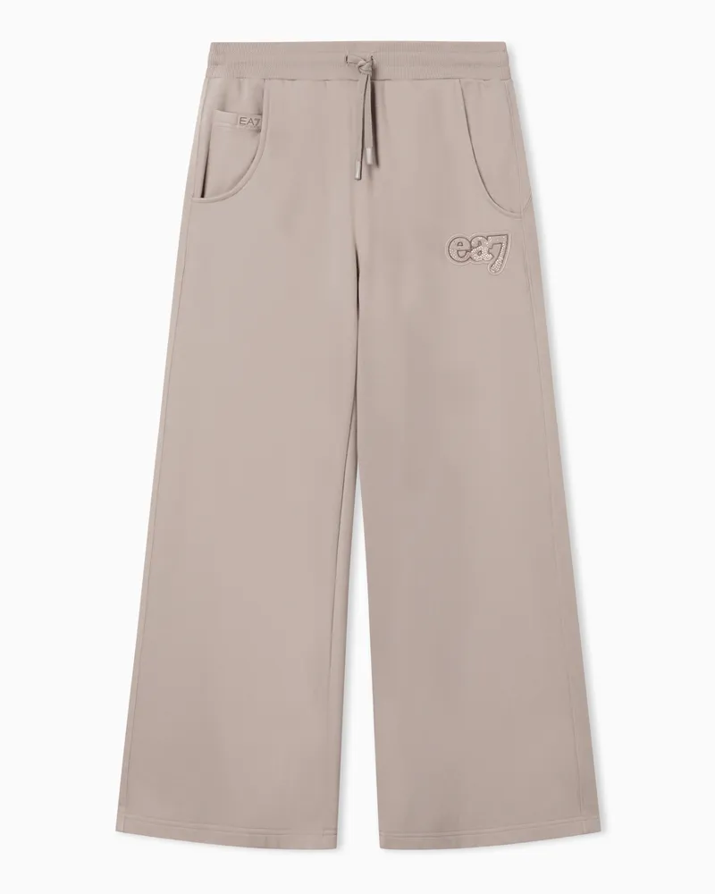 EA7 Logo Series T-Shirt aus einer Baumwollmischung Beige