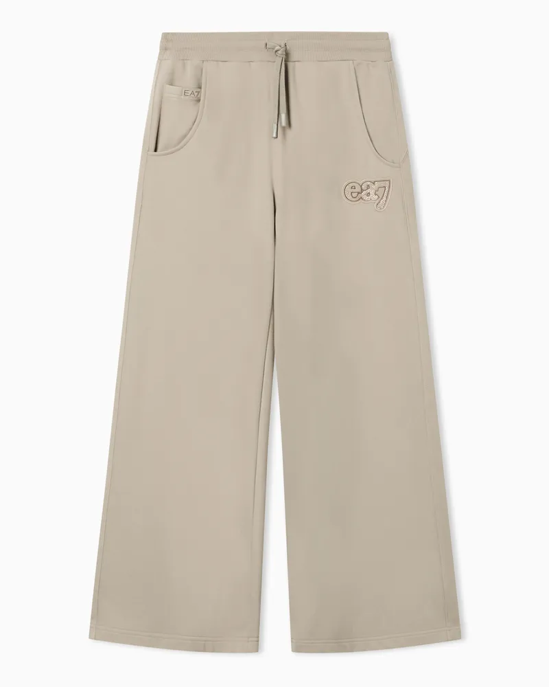 EA7 Logo Series T-Shirt aus einer Baumwollmischung Beige