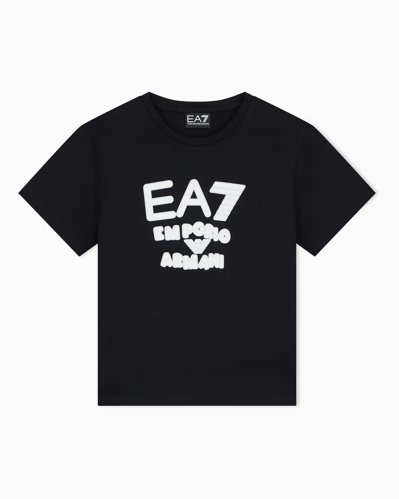 EA7 T-Shirt Logo Series Girl regular fit aus Baumwolljersey Schwarz