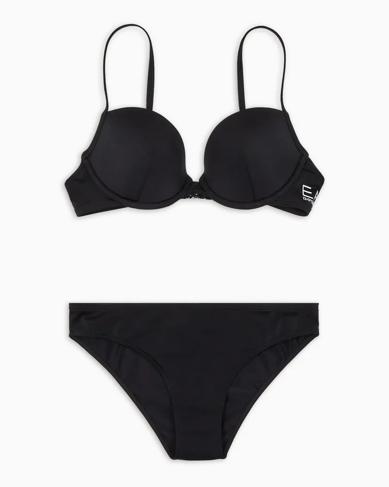 EA7 Push-up-Bralette-Bikini mit Logo Schwarz