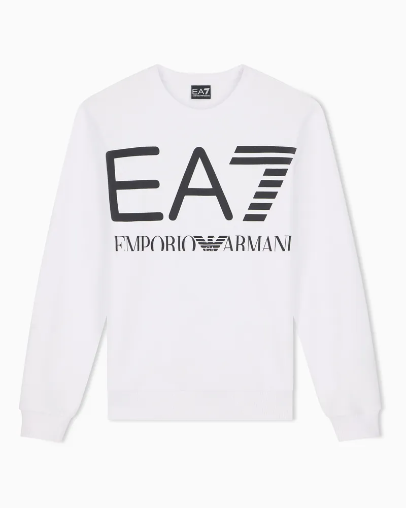 EA7 Sweatshirt Logo Series im Regular Fit aus Baumwolljersey Weiß