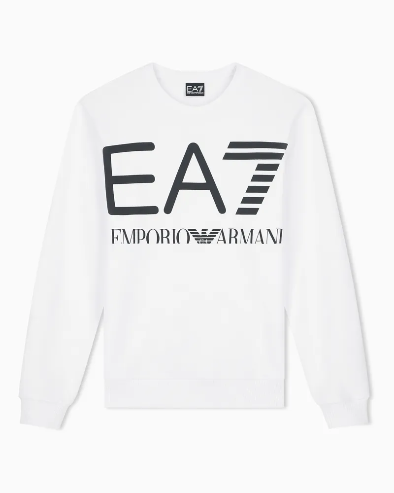 EA7 Sweatshirt Logo Series im Regular Fit aus Baumwolljersey Weiß