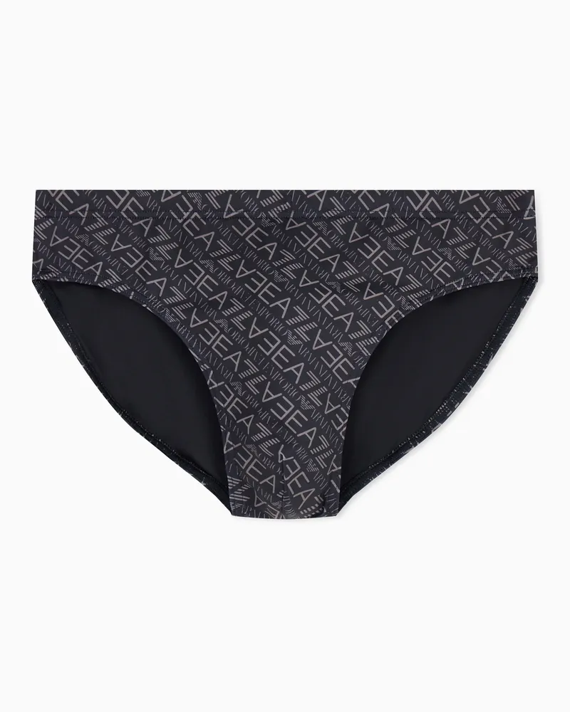 EA7 ASV Graphic Series Badeslip mit Monogramm-Print Schwarz