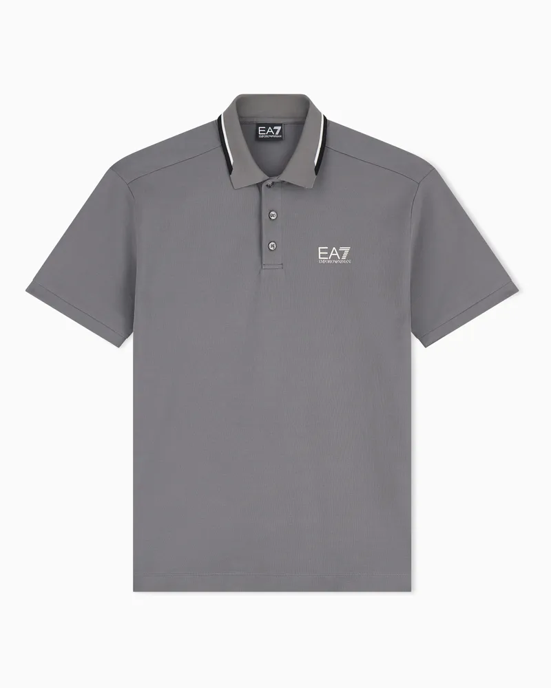 EA7 Summer Block Poloshirt aus Baumwollstretch Grau