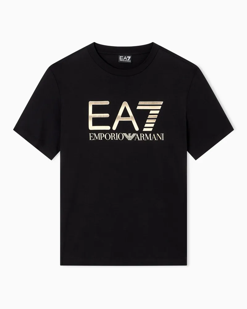 EA7 Logo Series T-Shirt aus Baumwolle mit Maxi-Logo Schwarz