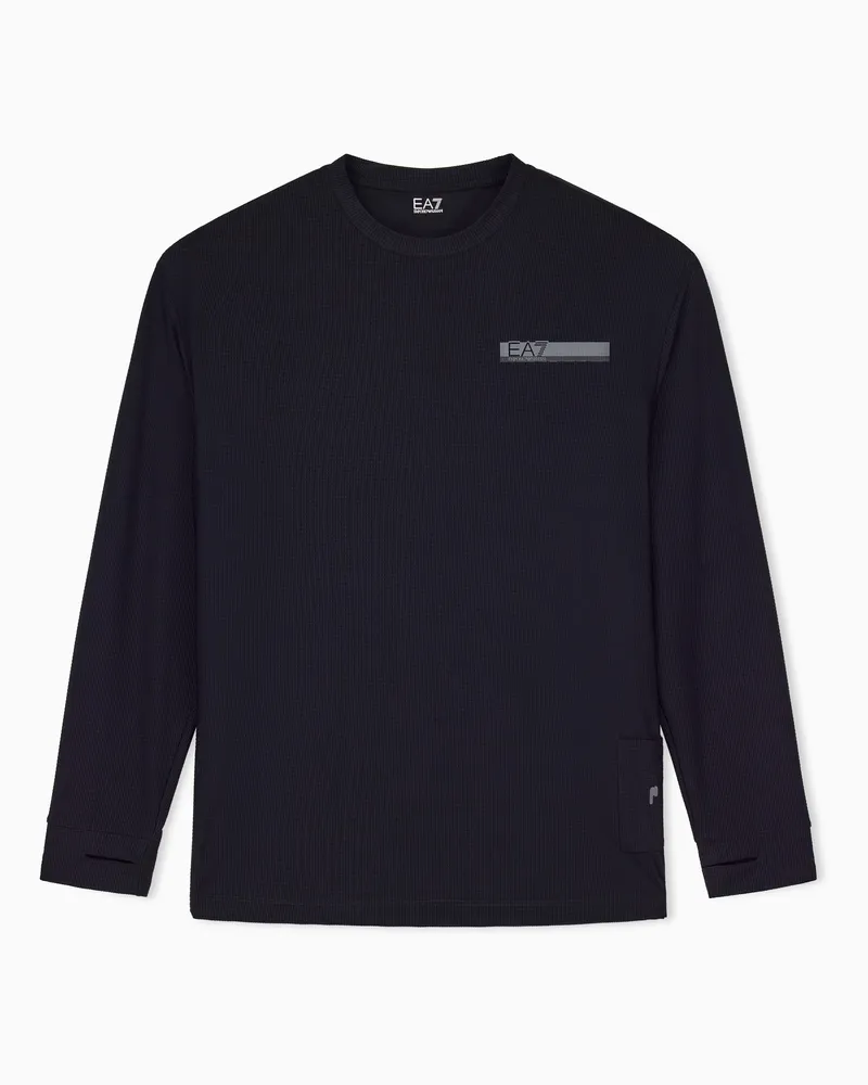 EA7 Langarmshirt Urban Utility aus strukturiertem Jersey Schwarz