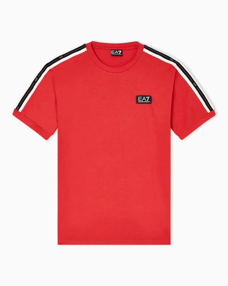 EA7 Logo Series T-Shirt aus Baumwoll-Jersey Rot