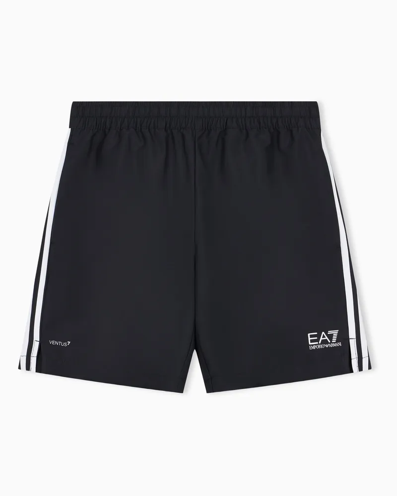 EA7 Shorts Tennis Pro im Regular Fit mit Seitenstreifen Schwarz