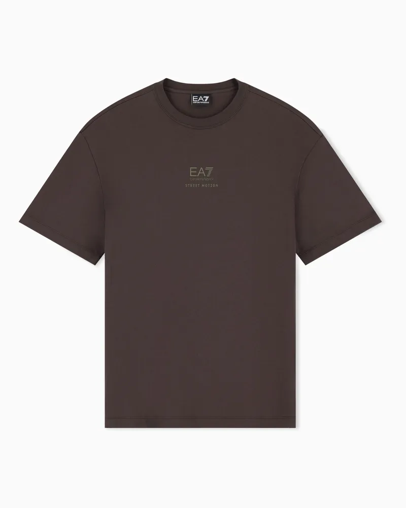 EA7 Regular Fit T-Shirt Graphic Series aus Baumwolle mit Print Braun