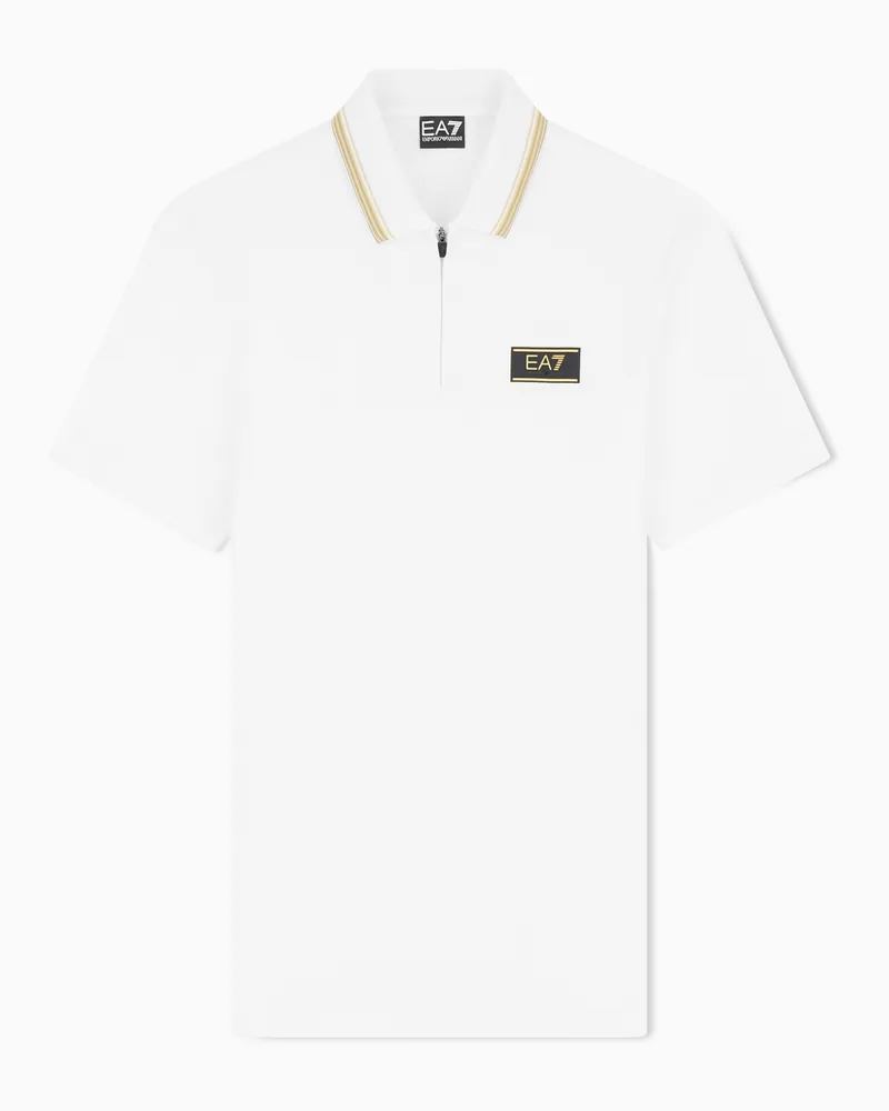 EA7 Poloshirt Premium Label aus Jersey Weiß