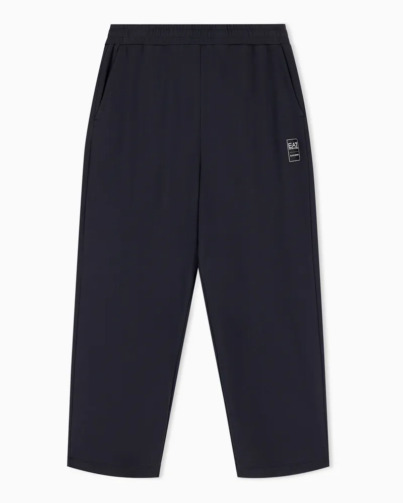 EA7 Oversize Hose Black & White Baumwolljersey Schwarz