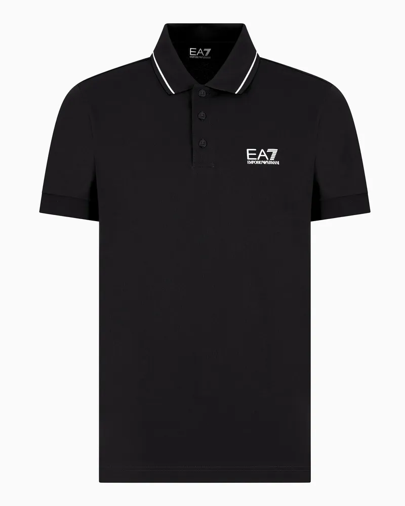 EA7 Core Identity Poloshirt aus Baumwollstretch-Pikee Schwarz