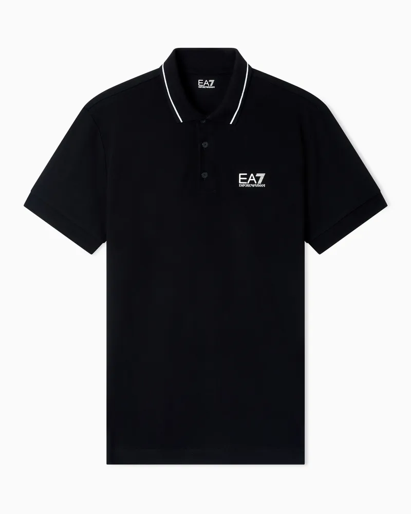 EA7 Core Identity Poloshirt aus Baumwollstretch-Pikee Schwarz