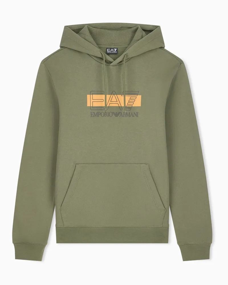 EA7 Hoodie Sichtbarkeit im Regular Fit aus Baumwolljersey Grün