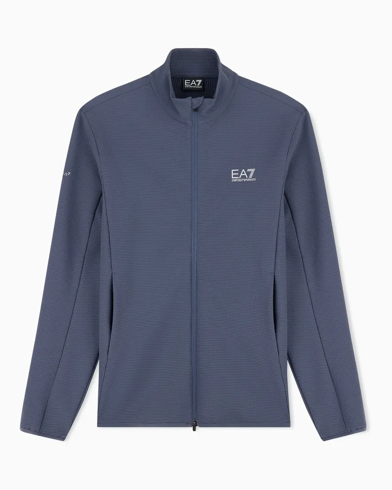 EA7 Sweatjacke Ventus 7 aus technischem Gewebe Regular Fit Blau