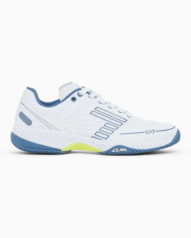 EA7 Clay Sneaker mit Schnürung und Gummisohle New Tennis Clay Weiß