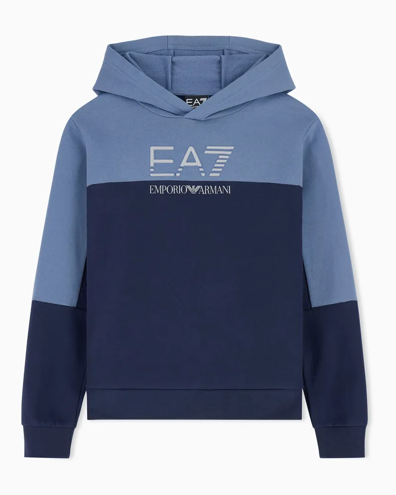 EA7 Hoodie Jersey mit Baumwolle im Blockdesign Marineblau