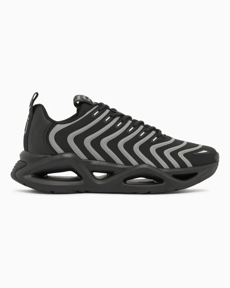 EA7 Sneaker Infinity Neo aus Mesh mit Schnürung und Wellenmuster Schwarz