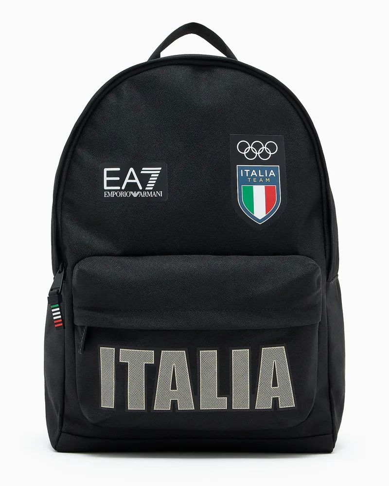 EA7 Runder Rucksack aus Funktionsgewebe Schwarz