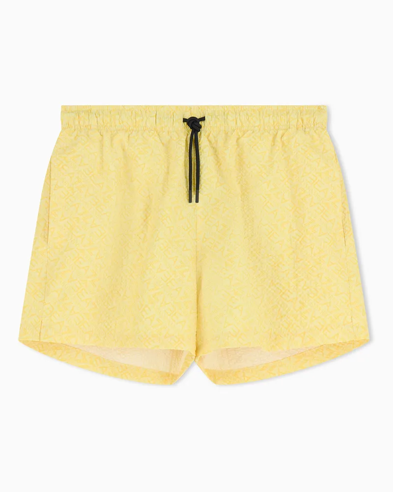 EA7 Graphic Series Bade-Boxershorts mit Monogramm-Print Gelb
