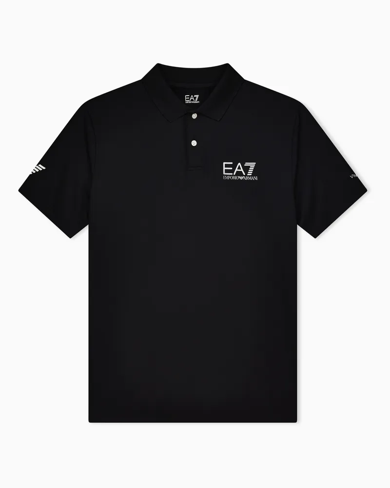 EA7 Tennis Pro Poloshirt aus VENTUS7-Funktionsgewebe Schwarz
