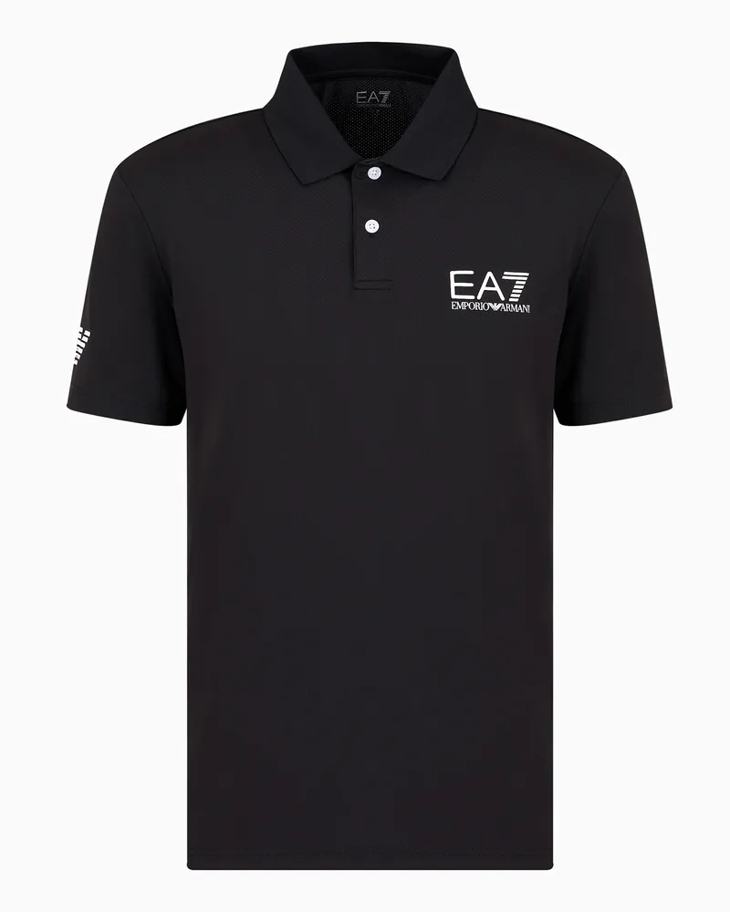 EA7 Tennis Pro Poloshirt aus VENTUS7-Funktionsgewebe Schwarz