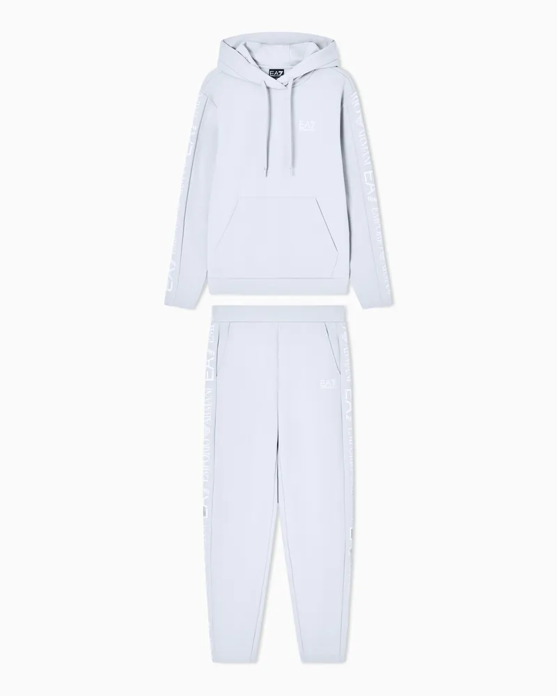 EA7 Baumwollstretch Trainingsanzug mit Kapuze Tracksuit Hellblau