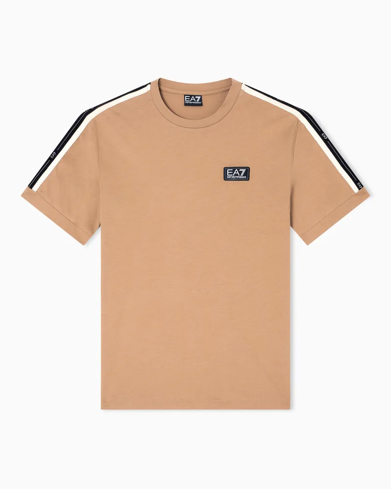 EA7 Logo Series T-Shirt aus Baumwoll-Jersey Beige
