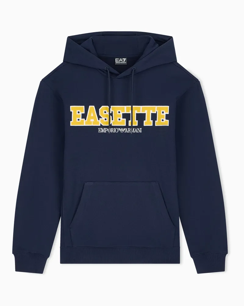 EA7 Hoodie Logo Series mit Frontprint und Kängurutasche Marineblau