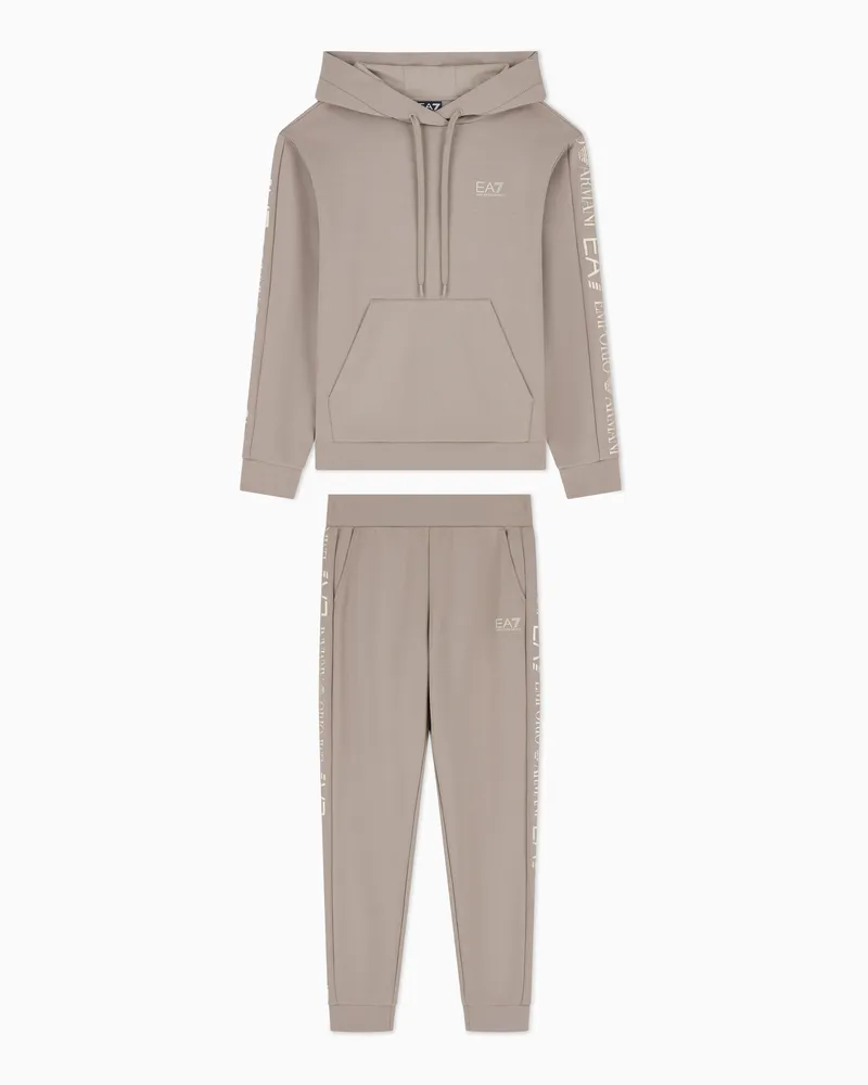 EA7 Baumwoll-Mischung Trainingsanzug mit Kapuze Tracksuit Grau