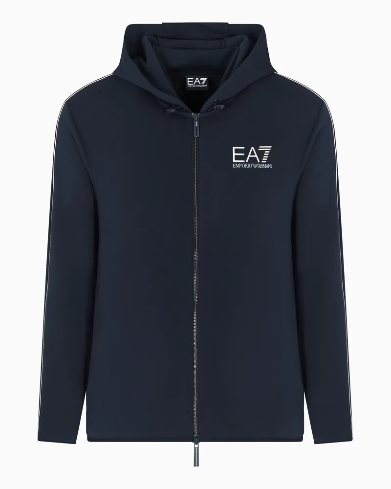 EA7 Gold Label Sweatshirt mit Kapuze aus Viskose-Mischung Marineblau