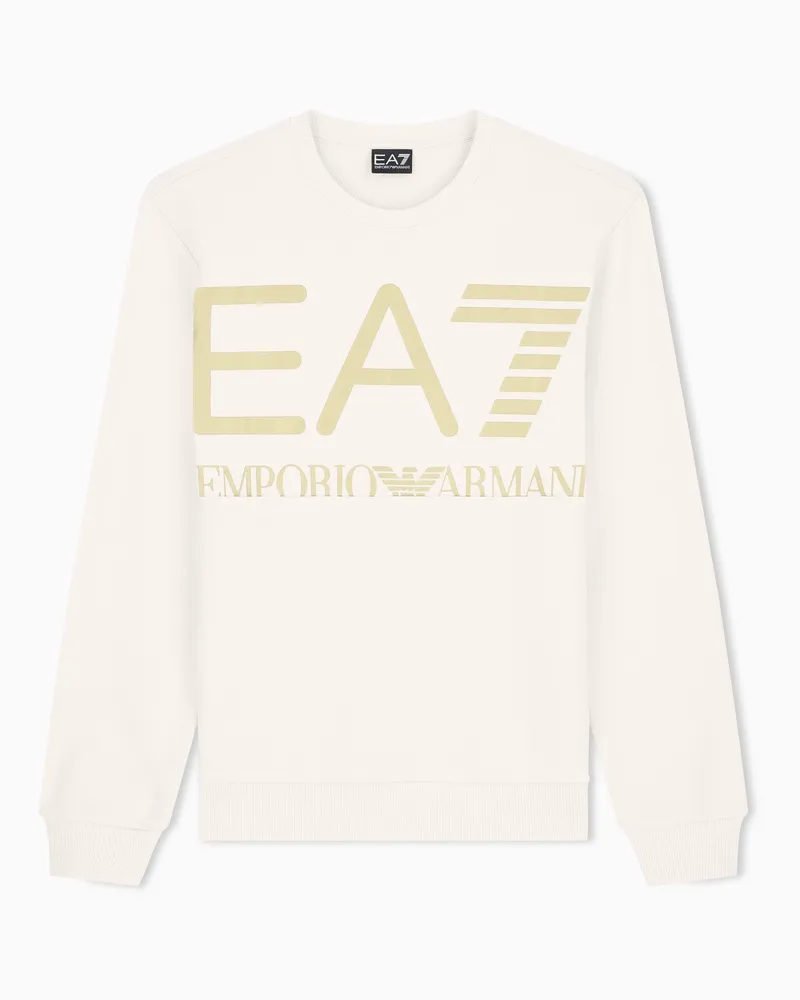 EA7 Sweatshirt Logo Series im Regular Fit aus Baumwolljersey Beige