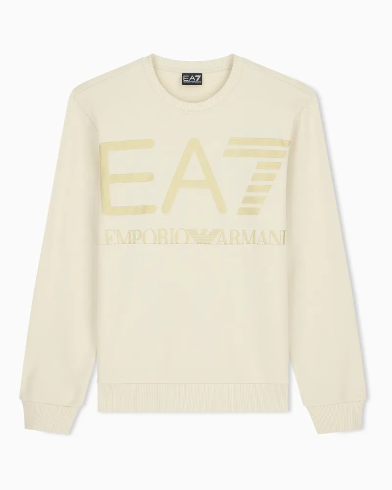 EA7 Sweatshirt Logo Series im Regular Fit aus Baumwolljersey Beige