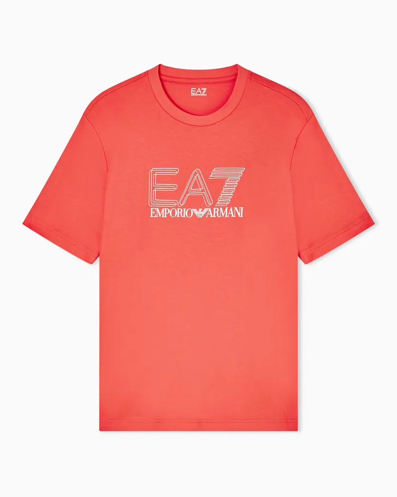 EA7 Visibility T-Shirt aus Baumwoll-Jersey mit Rundhalsausschnitt Rot