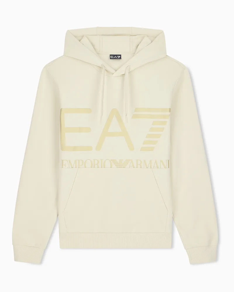 EA7 Hoodie Logo Series mit normaler Passform aus Baumwolljersey Beige