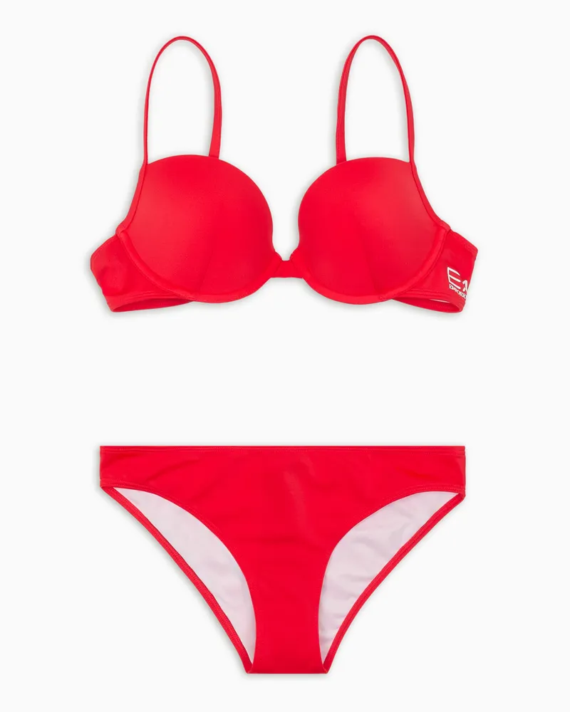 EA7 Push-up-Bralette-Bikini mit Logo Rot