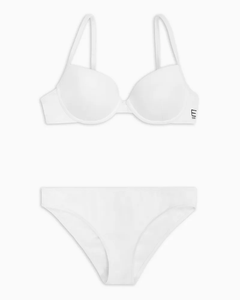 EA7 Push-up-Bralette-Bikini mit Logo Weiß