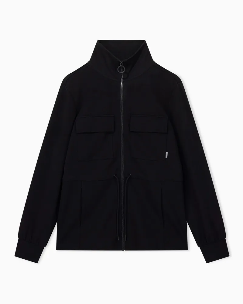 EA7 Sweatshirt Regularer Schnitt mit Tunnelzug und Brusttaschen Schwarz