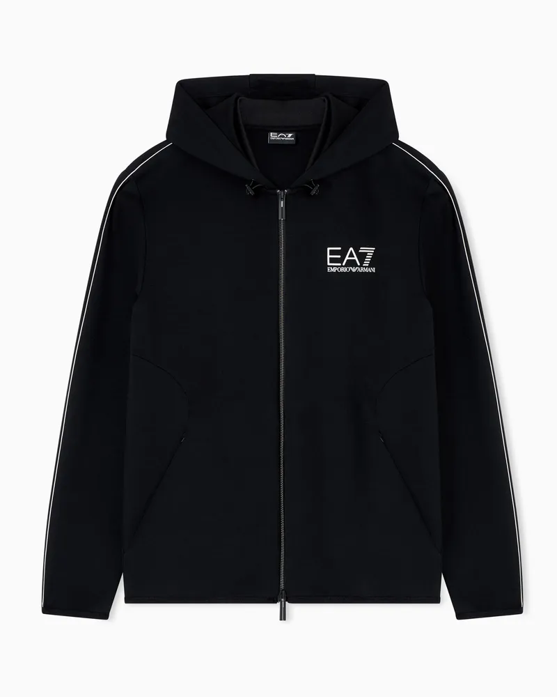 EA7 Gold Label Sweatshirt mit Kapuze aus Viskose-Mischung Schwarz