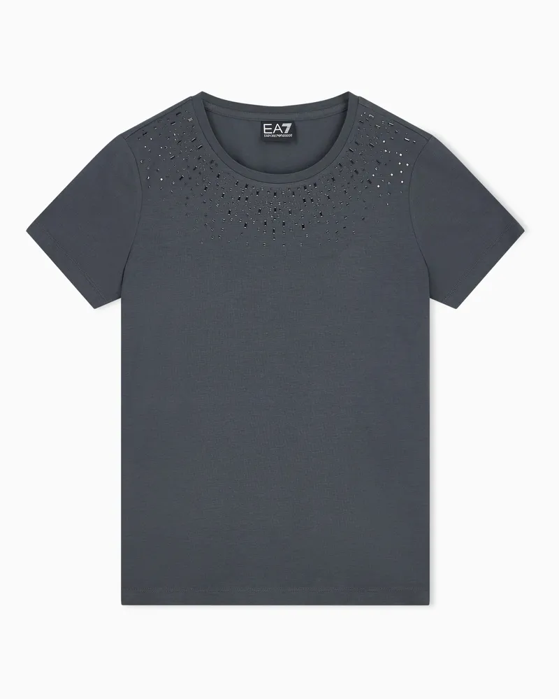 EA7 Slim Fit T-Shirt Precious aus elastischem Baumwolljersey Braun