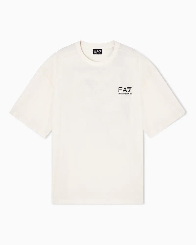 EA7 Graphic Series T-Shirt mit Rundhalsausschnitt aus Baumwoll-Jersey Weiß