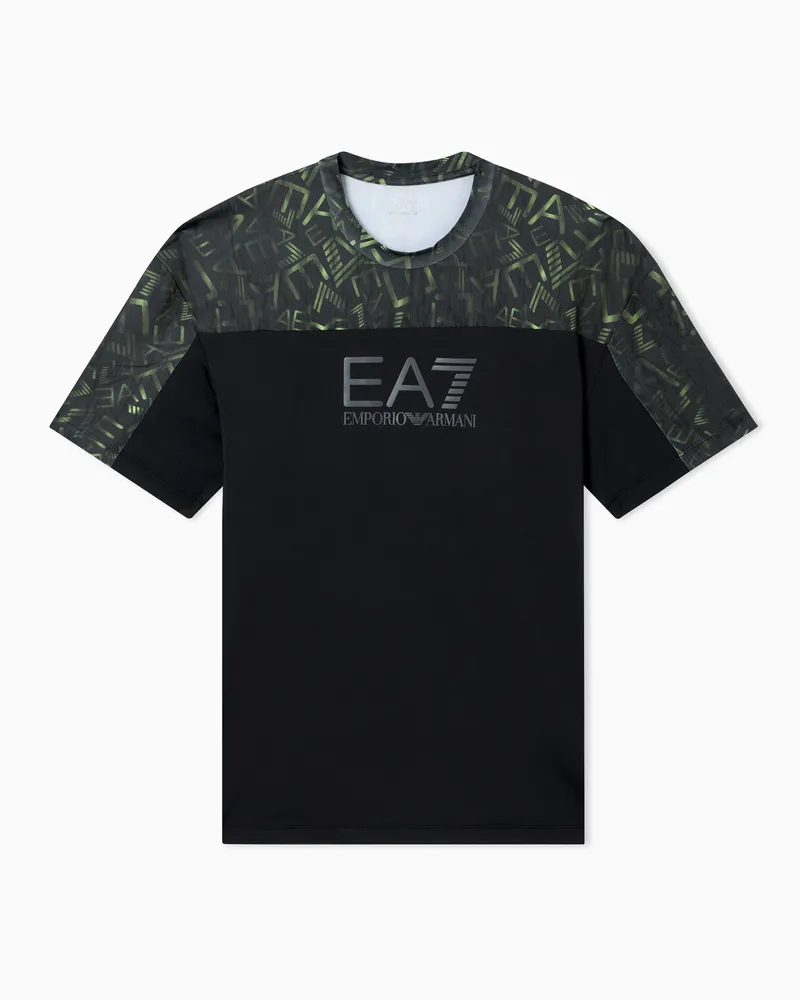 EA7 Dynamic Athlete T-Shirt mit Print aus VENTUS7-Funktionsgewebe Schwarz