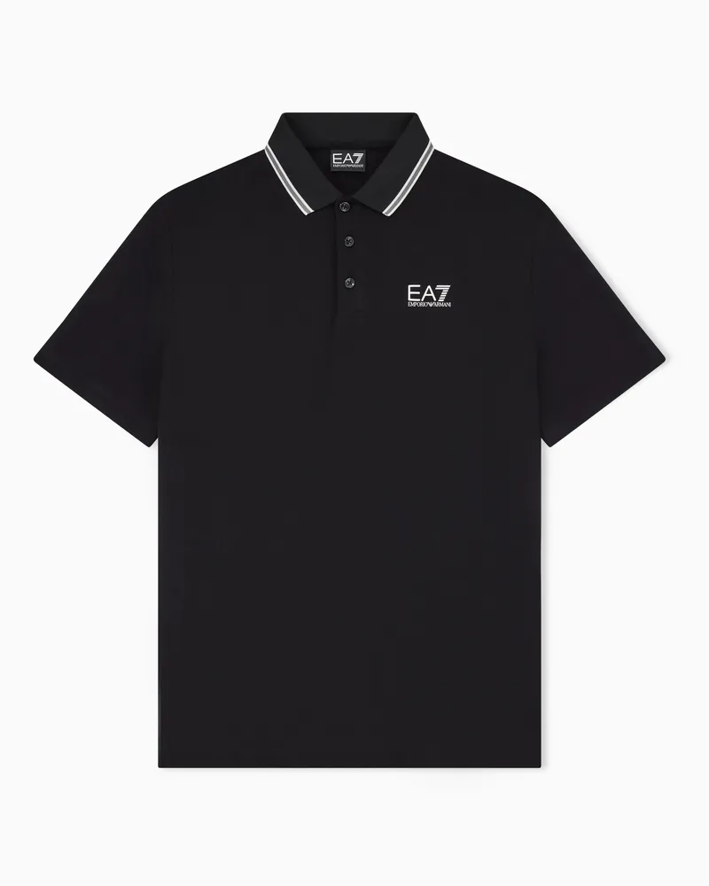 EA7 Poloshirt Tennis Club aus Baumwolljersey im Regular Fit Schwarz