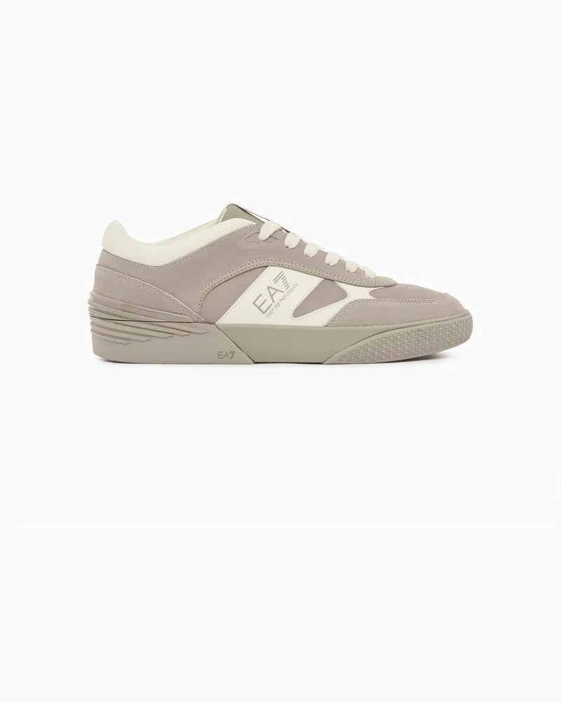 EA7 OTG Pride Velo Sneaker aus Veloursleder mit Lederdetails Grau