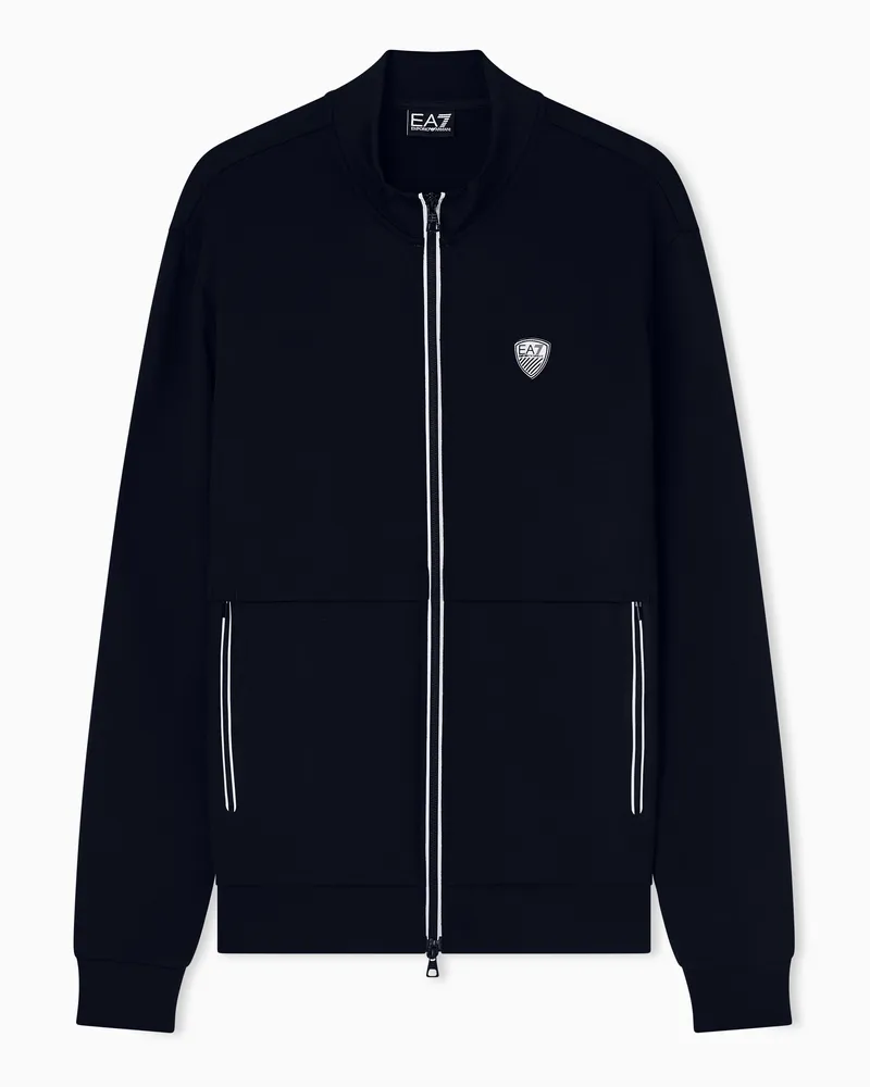 EA7 Sweatshirt mit Reißverschluss aus elastischer Viskose-Mischung Blau