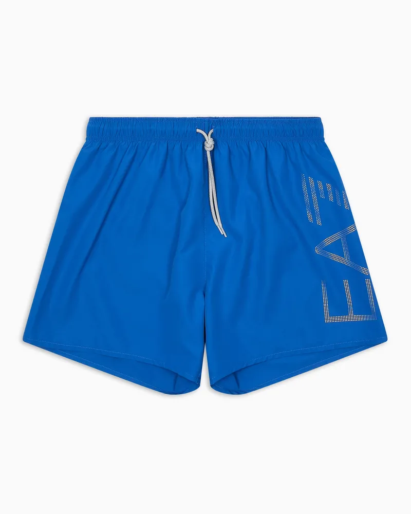 EA7 Badeboxershorts mit Maxi-Logo Blau